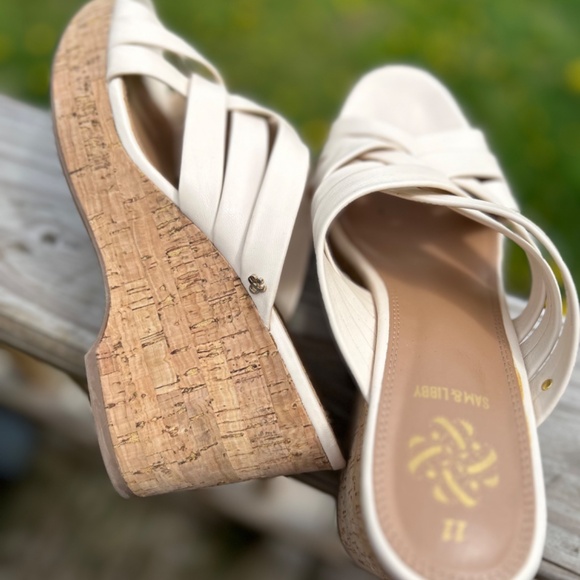 🍂Sam & Libby Cork Wedge Sandal Slip On Shoes - Picture 7 of 13